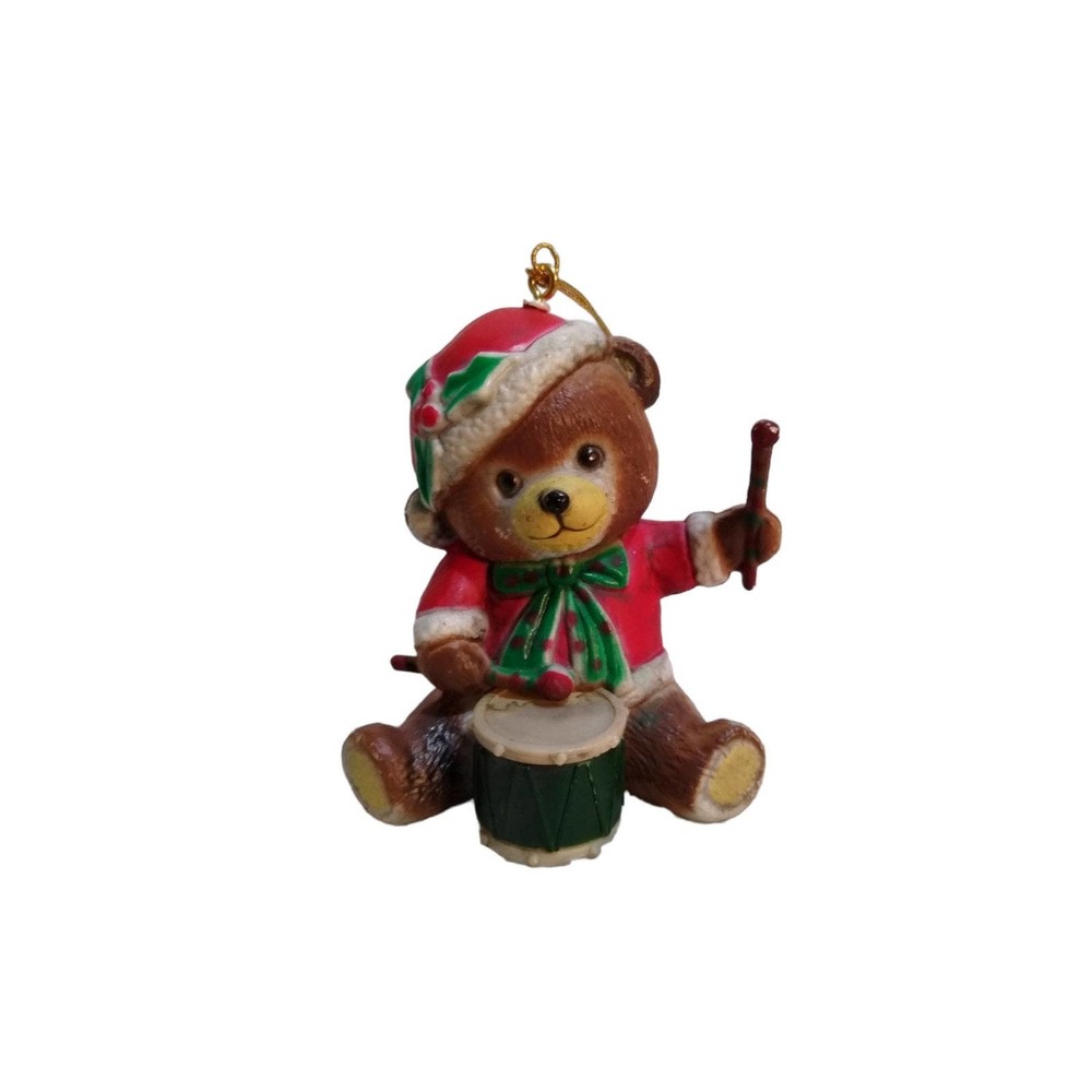figurine mini figures little drum bear Christmas
